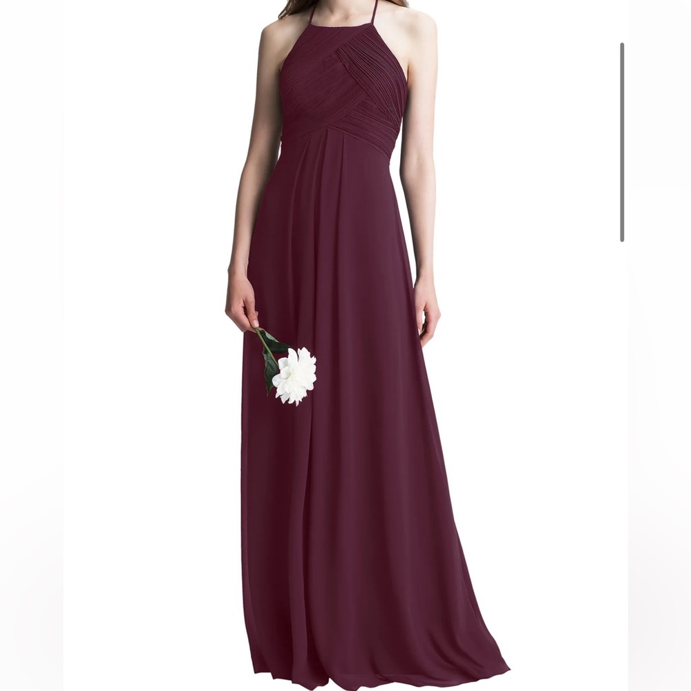 Levkoff - Rosalia Chiffon Halter A-Line Princess Dress Wine